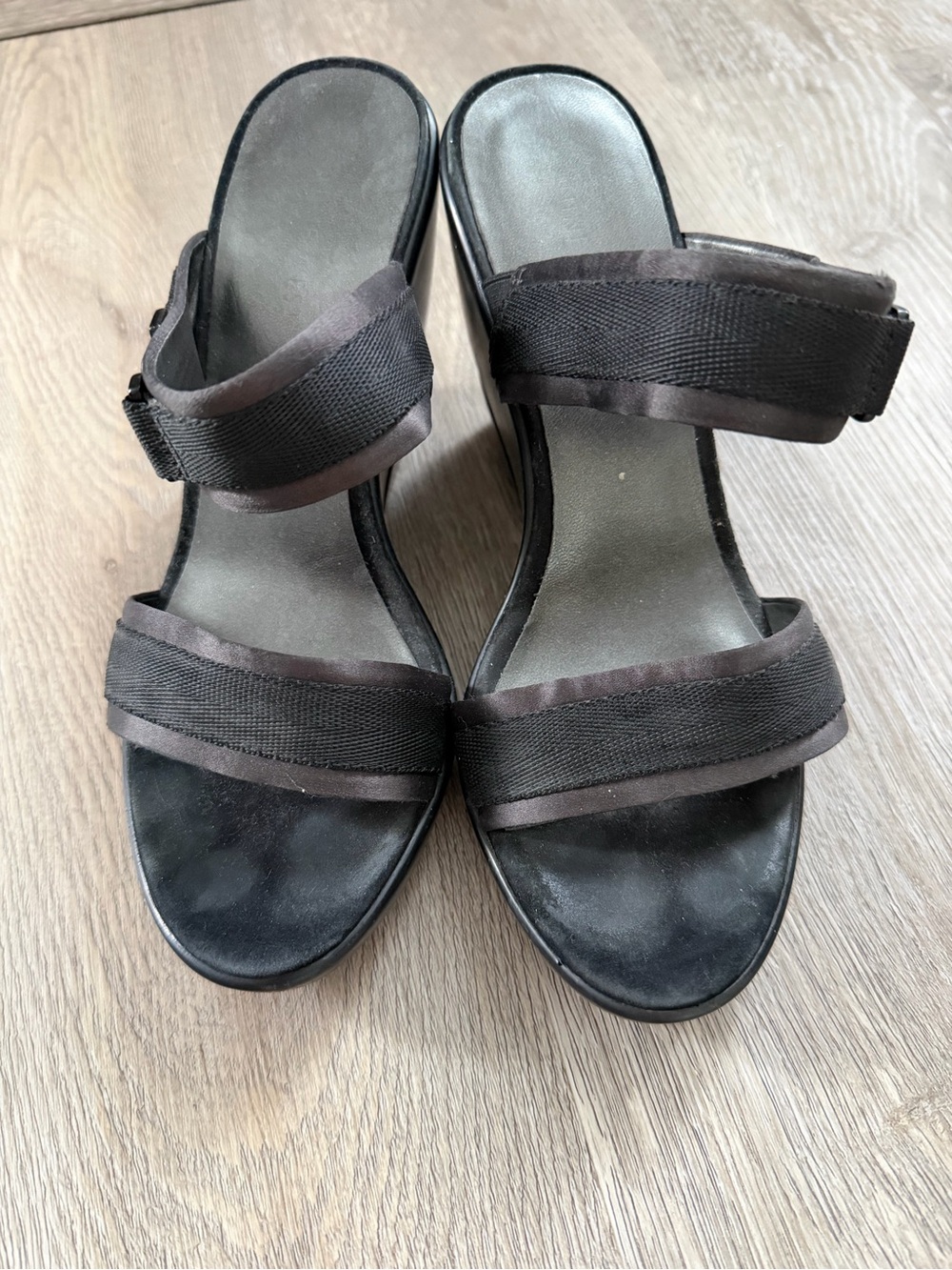 Nine West Black Double-Strap Slide Mules